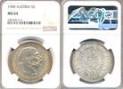 AUSTRIA 5 Corona 1900 Franz Joseph I NGC MS 64