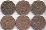 AUSTRIA 2 HELLER Lot 6x 1906 - 1914 VF-EF