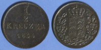 Württemberg 1/2 Kreuzer Wilhelm I. -