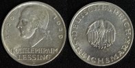 Weimar Lessing 5 Mark 1929 D gutes ss/kl.Fleck