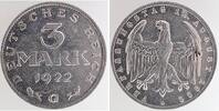 Deutschland 3 Mark 3 Mark 1922 G J 303 vz/stgl. -