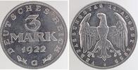 Deutschland 3 Mark 3 Mark 1922 G Erstabschlag J 303 -