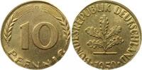Deutschland 10 Pfennig Fehlprägung 10 Pfennig 1950 D Messing RAR 4,2g J 383 -