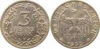 Weimarer Republik 3 Reichsmark 1932F f./prfr/f.stgl ! Erstabschlag ! -