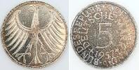 BRD 5 DM 5 DM 1957 G f.stgl/bfr. Regenbogen Patina, J 387 selten -