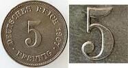 Deutschland 5 Pfennig 5 Pfennig 1907J prfr/stgl. Wertzahl deutlich doppelt -