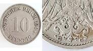 Deutschland 10 Pfennig Fehlprägung 10 Pfennig 1908G, linkes Münzzeichen G doppelt -