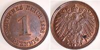 Deutschland 1 Pfennig 1 Pfennig 1892 D prfr/stg J 010 weitgehend Originalfarbe -