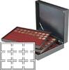 Münzkassette NERA XL mit 3 Tableaus und dunkelroten Münzeinlagen für 27 US-Münzkapseln (Slabs) bis zu einem Format von 63x85 mm -