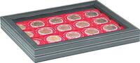 Münzkassette NERA M PLUS mit hellroter Münzeinlage für 20 Münzrähmchen 50x50 mm/Münzkapseln CARRÉE/OCTO Münzkapseln -