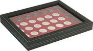 Münzkassette NERA M PLUS mit dunkelroter Münzeinlage mit 35 runden Vertiefungen für Münzen mit Ø 32,5 mm, z.B. für deutsche 20 E -