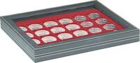 Münzkassette NERA M PLUS mit dunkelroter Münzeinlage mit 24 quadratischen Fächern für Münzen/Münzkapseln bis Ø 42 mm -