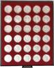 Velourseinlage, dunkelrot, mit 30 runden Vertiefungen für Münzkapseln mit Außen-Ø39,5 mm, z.B. für deutsche 20 Euro-/10 Euro-Sil -