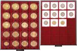 Münzbox RAUCHGLAS mit 20 quadratischen Fächern für Münzrähmchen 50x50 mm/Münzkapseln CARRÉE/OCTO Münzkapseln -