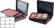 Münzkassette NERA XL mit 3 Tableaus und hellroten Münzeinlagen für 27 US-Münzkapseln (Slabs) bis zu einem Format von 63x85 mm -
