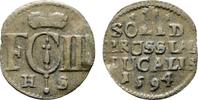 BRANDENBURG-PREUSSEN Solidus 1694, HS-Königsberg. Friedrich III., 1688-1701. Kl. Zainend. aEF