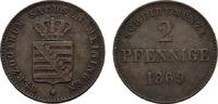 SACHSEN Ku.-2 Pfennig 1869. Georg II., 1866-1914. Sehr schön +. 7,00 EUR  Excl. 10,00 EUR Verzending