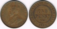 Australien Penny Australia, 1 penny coin, King George V., VF to EF, like scan! -