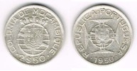 Portugal 2 1/2 Escudos Portugal, silver coin 1950 <i>ship</i>, like scan -