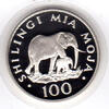 Tansania 100 Schilling tanzania, silver commemorative coin "african elephant", proof -