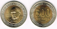 Chile 500 Pesos 2000 chile 500 pesos coin, like scan vorzüglich bis stem... 3,50 EUR  plus 9,90 EUR verzending