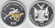 Namibia 10 Dollars namibia silver commemorative coin, 10 dollars 1996, proof, partially colored! -