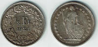 Schweiz 1/2 Franken Switzerland, silver coin, 1/2 Franken 1921 B, like scan -