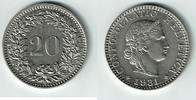 Schweiz 20 Rappen Switzerland, 20 Rappen 1931 B, like scan -