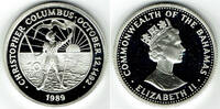Bahamas 10 Dollars Bahamas, silver coin "discovery of the new world - columbus", like scan -