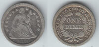 USA 10 Cents (Dime) USA, silver seated liberty dime 1850, like scan -