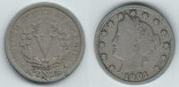 USA 5 Cents (Half Dime) USA, silver liberty head half dime 1901, like scan -
