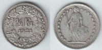 Schweiz 1/2 Franken Switzerland, silver coin, 1/2 Franken 1921 B, like scan -