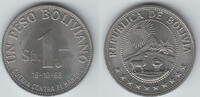 Bolivien 1 Peso Bolivien 1968, 1 Peso, Erhaltung siehe Scan! -