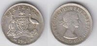 Australien 6 Pence Australia, 6 Pence (Sixpence) silver, elisabeth II., like scan -