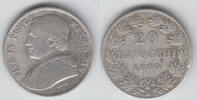 Vatikan 20 Baiocchi vatican silver coin 1860, like scan -