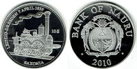 Nauru 10 Dollars Nauru, silver coin saxonia railway leipzig dresden 1839, like scan -