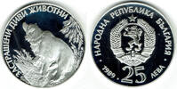Bulgarien 25 Leva Bulgaria, silver coin, "endangered wildlife - Mother bear + cubs", with capsule -