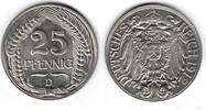 Deutsches Kaiserreich 25 Pfennig Kaiserreich, Kursmünze 25 Pfennig, 1912 D, Erhaltung siehe Scan! -