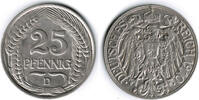 Deutsches Kaiserreich 25 Pfennig Kaiserreich, Kursmünze 25 Pfennig, 1910 D, Erhaltung siehe Scan! -