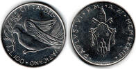 Vatikan 100 Lire vatican silver coin 1973, paul VI., EF to uncirculated, condition like scan -
