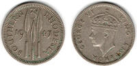 Südrhodesien (Rhodesien und Nyassaland) 3 Pence (Threepence) Rhodesia, Threepence 1947, George VI. -