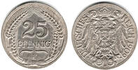 Deutsches Kaiserreich 25 Pfennig Kaiserreich, Kursmünze 25 Pfennig, 1909 F, Erhaltung siehe Scan! -
