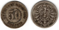 Deutsches Kaiserreich 50 Pfennig Kaiserreich, Kursmünze 50 Pfennig, 1875 J, Erhaltung siehe Scan! -