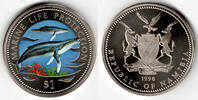 Namibia 1 Dollar Namibia, Marine Life Protection, dolphins, multicolored -