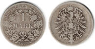 Kaiserreich 1 Mark Kaiserreich, Kursmünze 1 Mark 1873 B, 900er Silber! Erhaltung siehe Scan! -