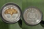 Samoa 10 Dollars Samoa, 1 ounce fine silver "ginko" with 3D gold leaf technique, box/COA -