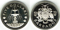 Barbados 10 Dollars Barbados silver coin, 5 Dollars <i>spring</i>, BU -