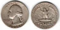 USA Quarter Dollar Quarter Dollar 1944, George Washington, like scan -