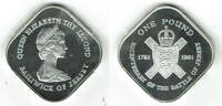 Jersey 1 Pound jersey, 1 pound silver proof, Bicentennial of the Battle of Jersey, like scan -