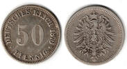 Deutsches Kaiserreich 50 Pfennig Kaiserreich, Kursmünze 50 Pfennig, 1876 A, Erhaltung siehe Scan! -
